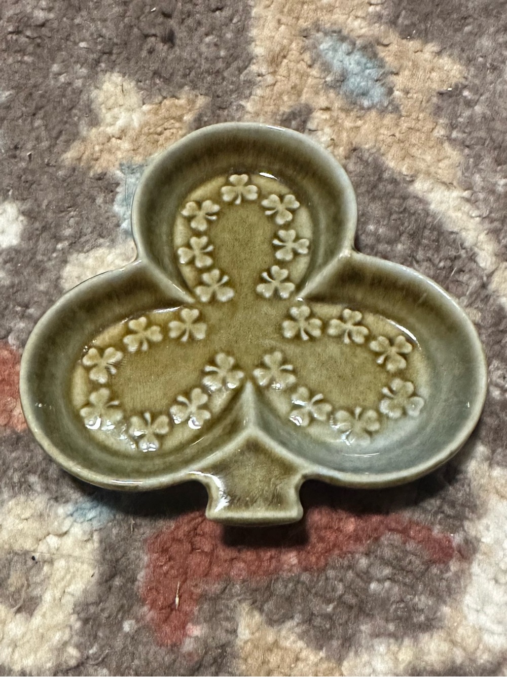 Vintage Wade Co. Armagh Ireland Shamrock Trinket Dish
